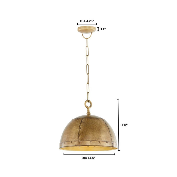 Quorum 85-1-75 One Light Pendant, Artisan Brass