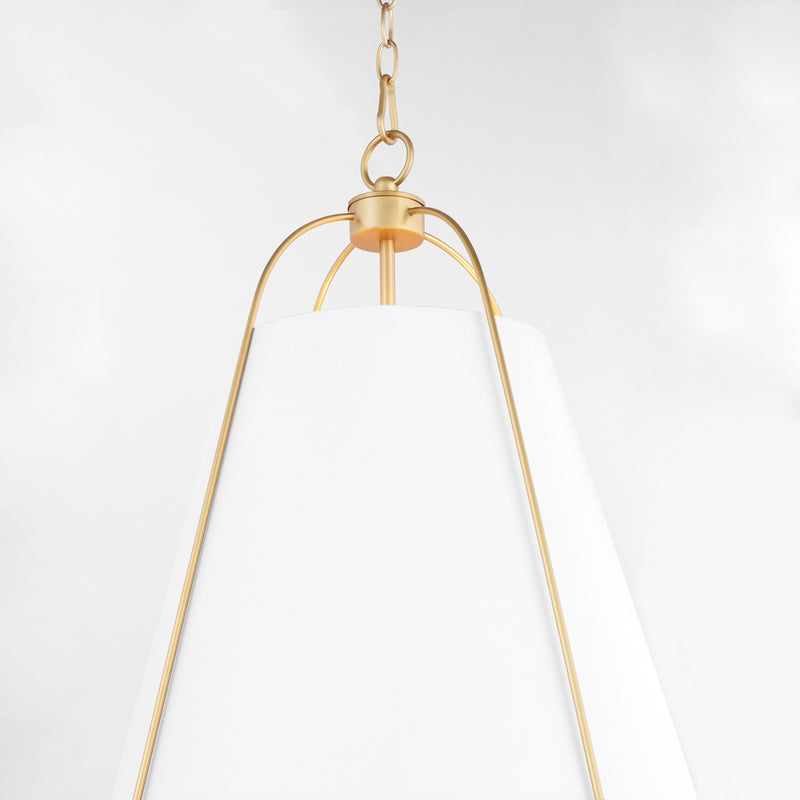 Quorum 861-3-0880 Three Light Pendant, Studio White w/ Aged Brass