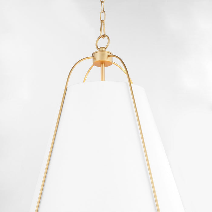 Quorum 861-3-0880 Three Light Pendant, Studio White w/ Aged Brass