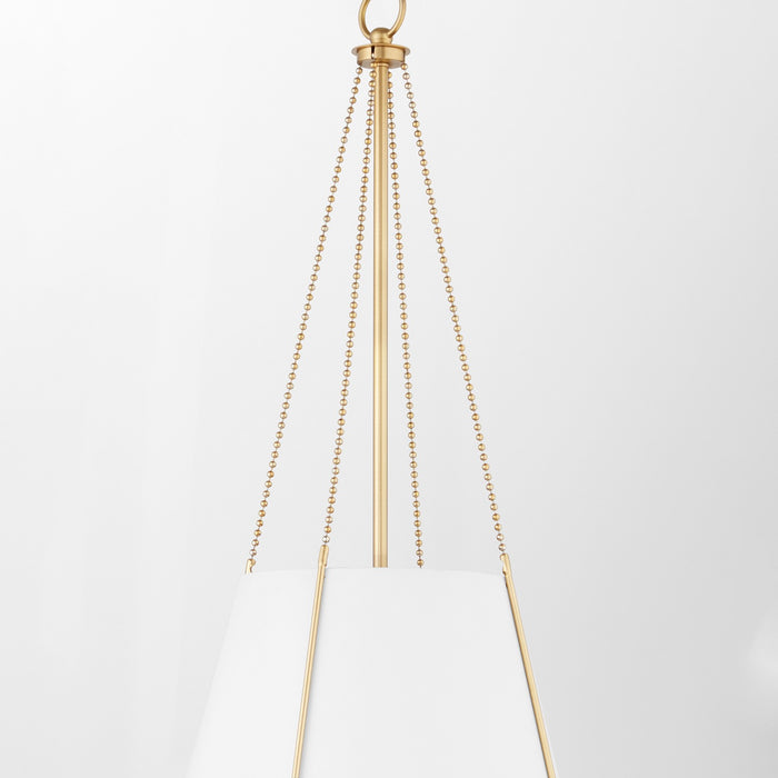 Quorum 862-1-0880 One Light Pendant, Studio White w/ Aged Brass