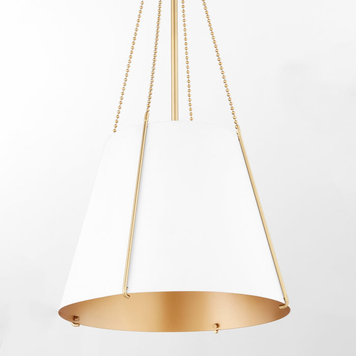 Quorum 862-1-0880 One Light Pendant, Studio White w/ Aged Brass