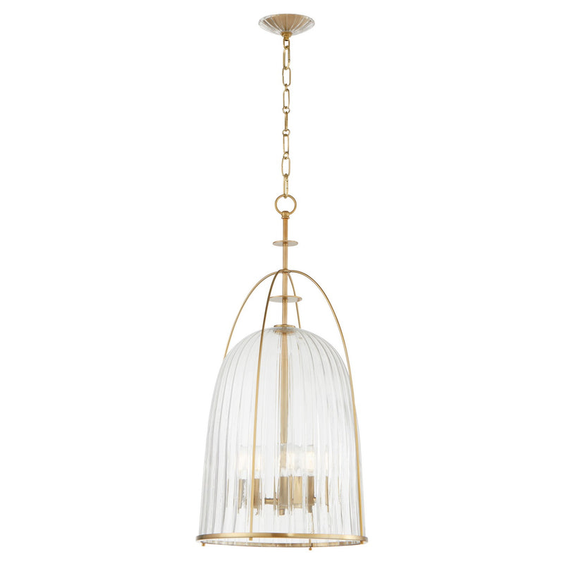 Quorum 864-3-80 Three Light Pendant, Aged Brass