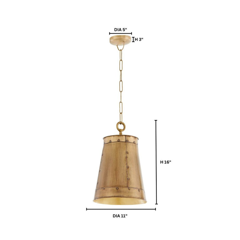 Quorum 87-1-75 One Light Pendant, Artisan Brass