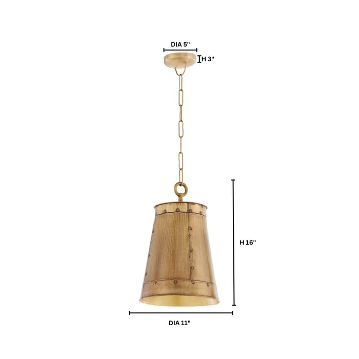 Quorum 87-1-75 One Light Pendant, Artisan Brass