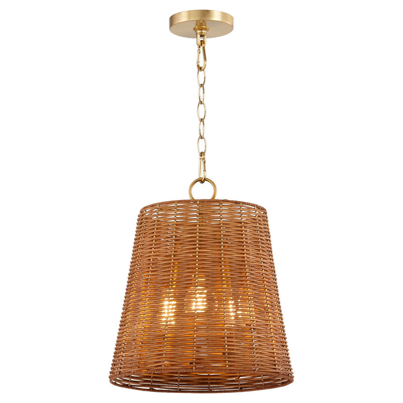 Quorum 8893-13-80 Three Light Pendant, Aged Brass