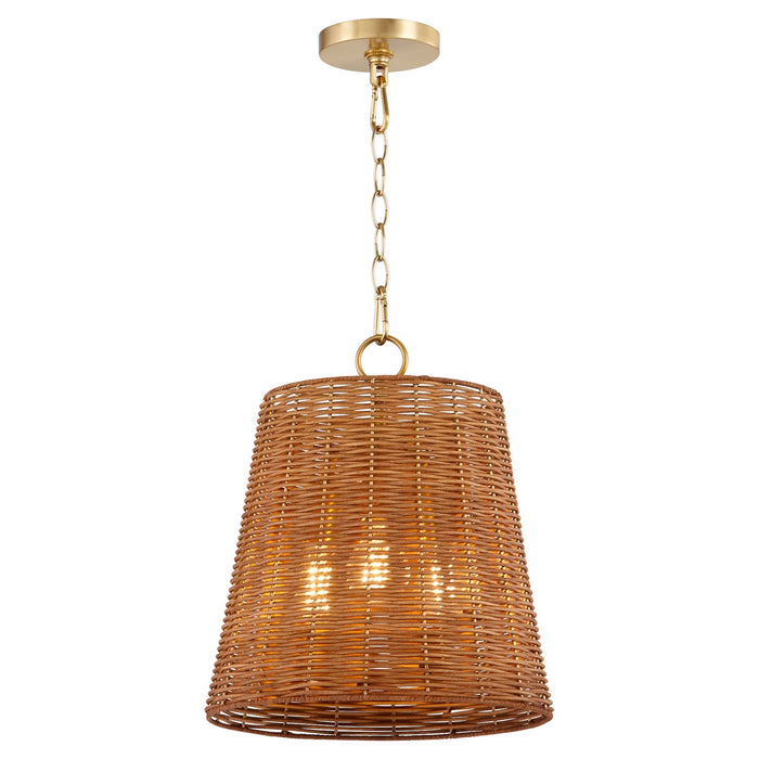 Quorum 8893-13-80 Three Light Pendant, Aged Brass