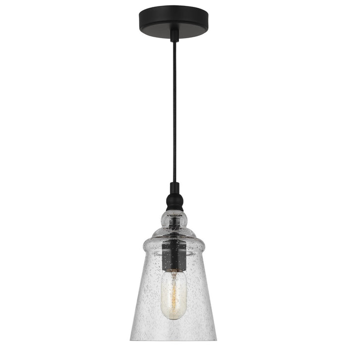 Generation Lighting P1449MBK One Light Mini Pendant, Midnight Black