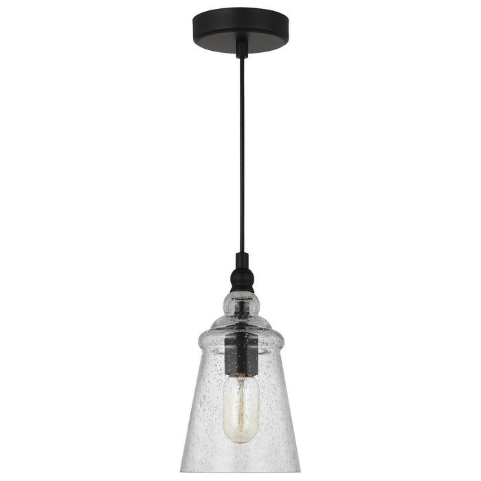 Generation Lighting P1449MBK One Light Mini Pendant, Midnight Black