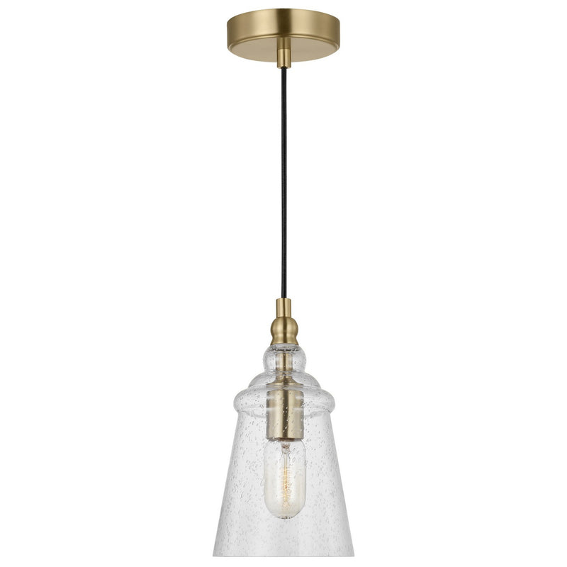 Generation Lighting P1449SB One Light Mini Pendant, Satin Brass