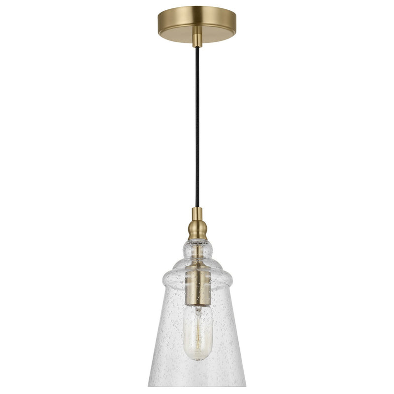 Generation Lighting P1449SB One Light Mini Pendant, Satin Brass