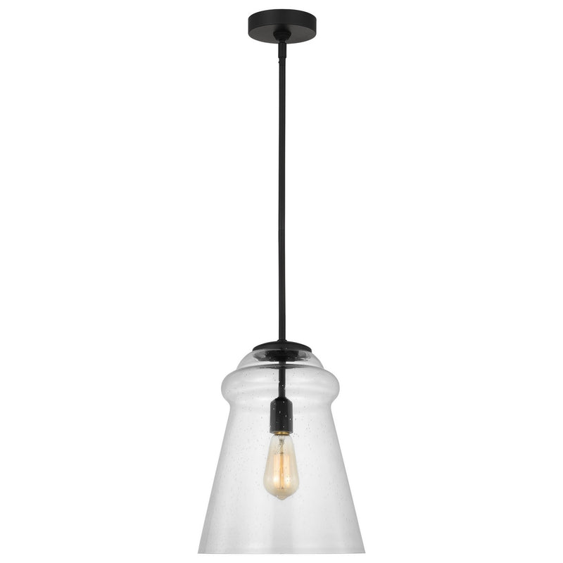 Generation Lighting P1459MBK One Light Pendant, Midnight Black