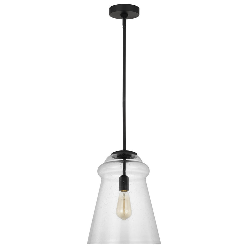 Generation Lighting P1459MBK One Light Pendant, Midnight Black
