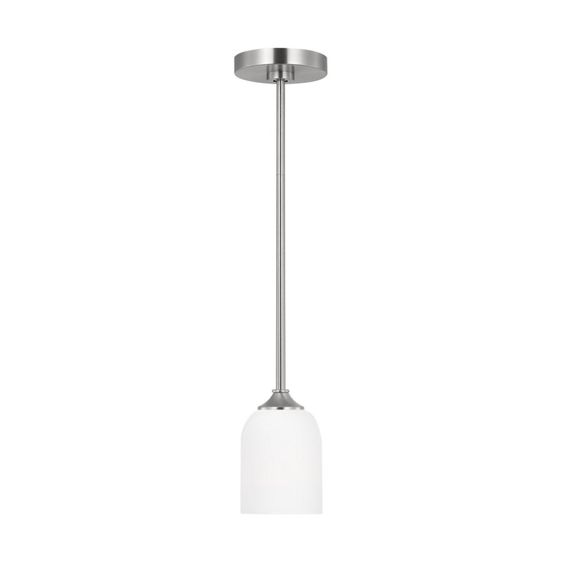 Generation Lighting GLP1021BS One Light Mini Pendant, Brushed Steel