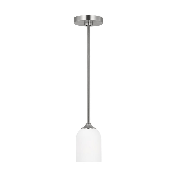 Generation Lighting GLP1021BS One Light Mini Pendant, Brushed Steel