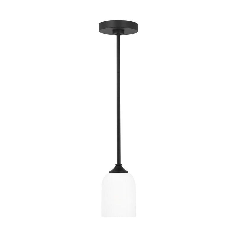 Generation Lighting GLP1021MBK One Light Mini Pendant, Midnight Black