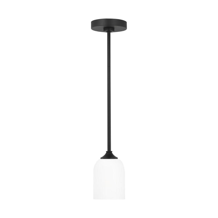 Generation Lighting GLP1021MBK One Light Mini Pendant, Midnight Black
