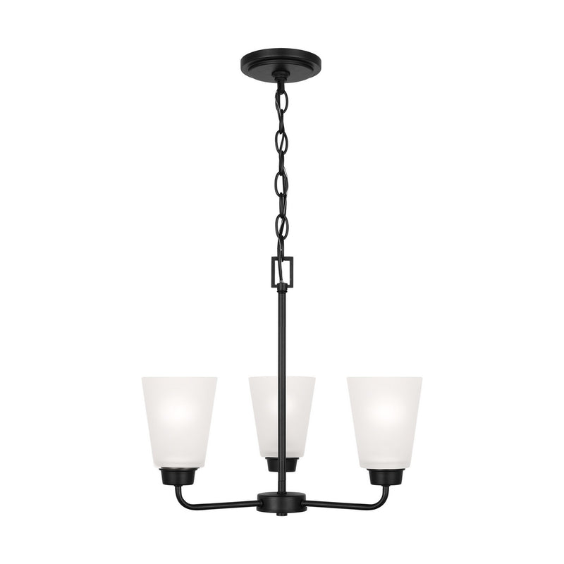Generation Lighting 3115203-112 Three Light Chandelier, Midnight Black