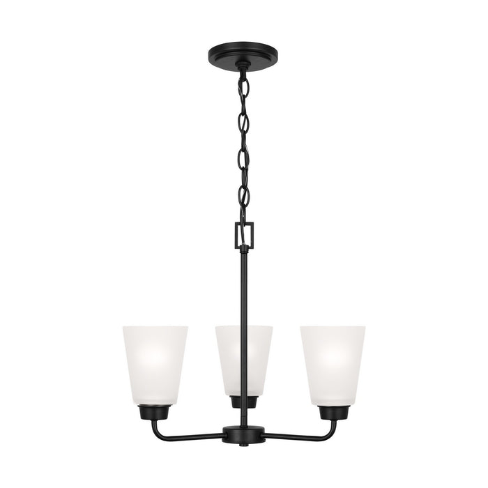 Generation Lighting 3115203-112 Three Light Chandelier, Midnight Black