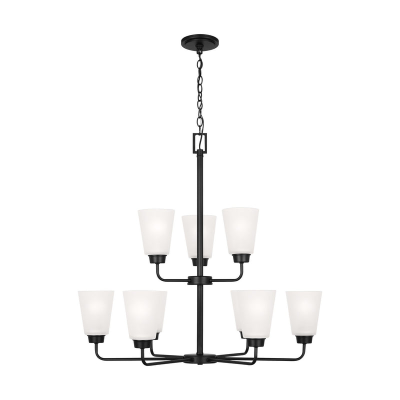Generation Lighting 3115209-112 Nine Light Chandelier, Midnight Black