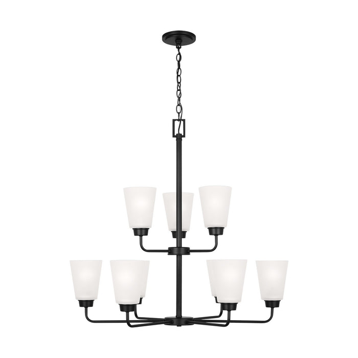 Generation Lighting 3115209-112 Nine Light Chandelier, Midnight Black