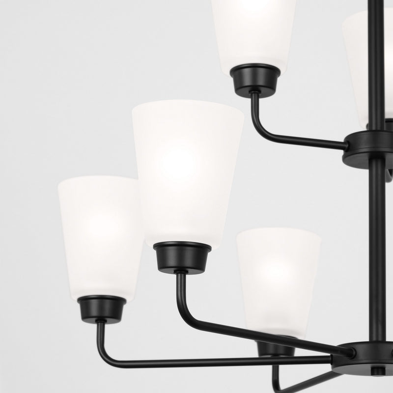 Generation Lighting 3115209-112 Nine Light Chandelier, Midnight Black