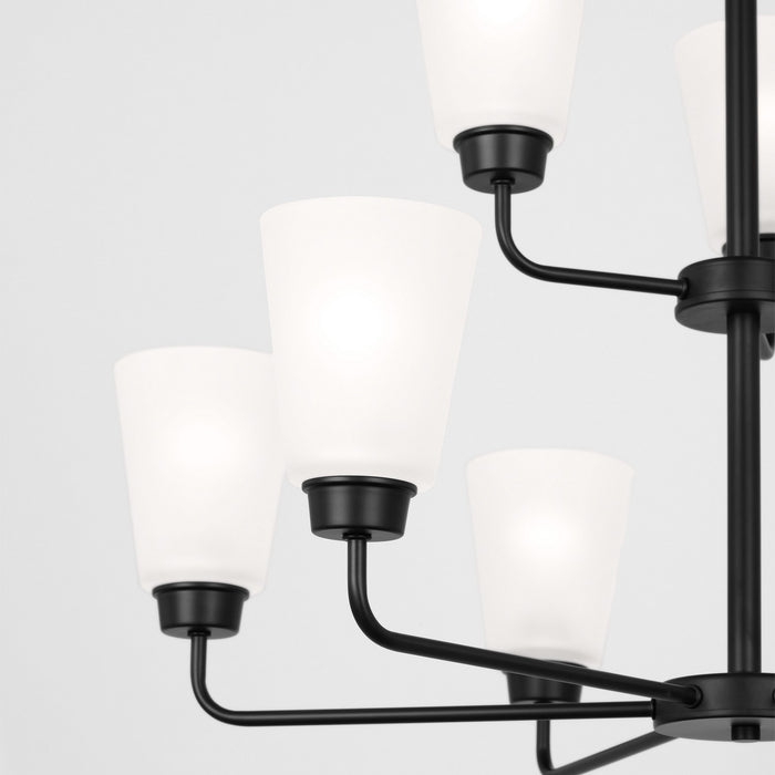 Generation Lighting 3115209-112 Nine Light Chandelier, Midnight Black