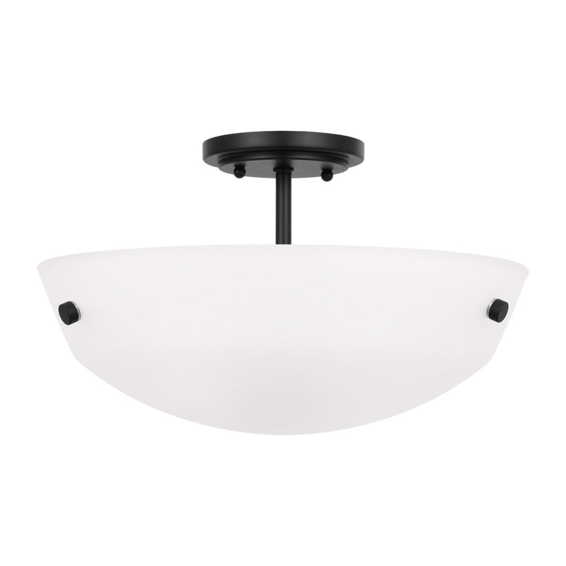 Generation Lighting 7715202-112 Two Light Semi-Flush Convertible Pendant, Midnight Black