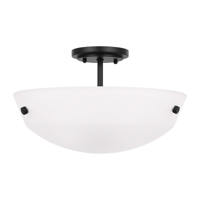 Generation Lighting 7715202-112 Two Light Semi-Flush Convertible Pendant, Midnight Black