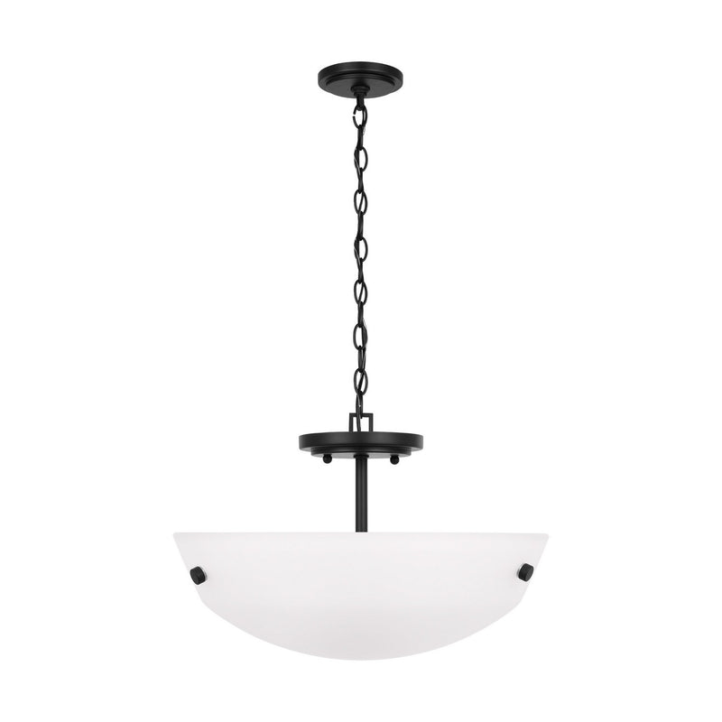 Generation Lighting 7715202-112 Two Light Semi-Flush Convertible Pendant, Midnight Black