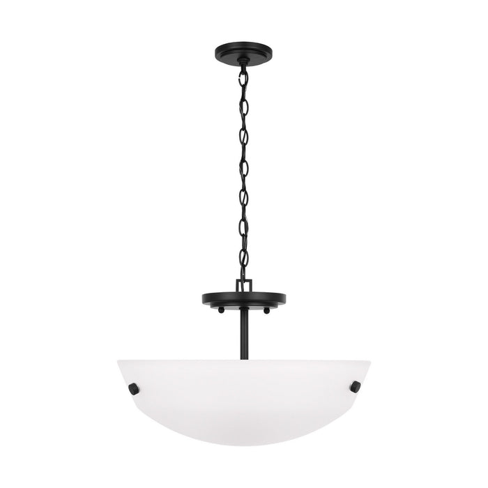 Generation Lighting 7715202-112 Two Light Semi-Flush Convertible Pendant, Midnight Black