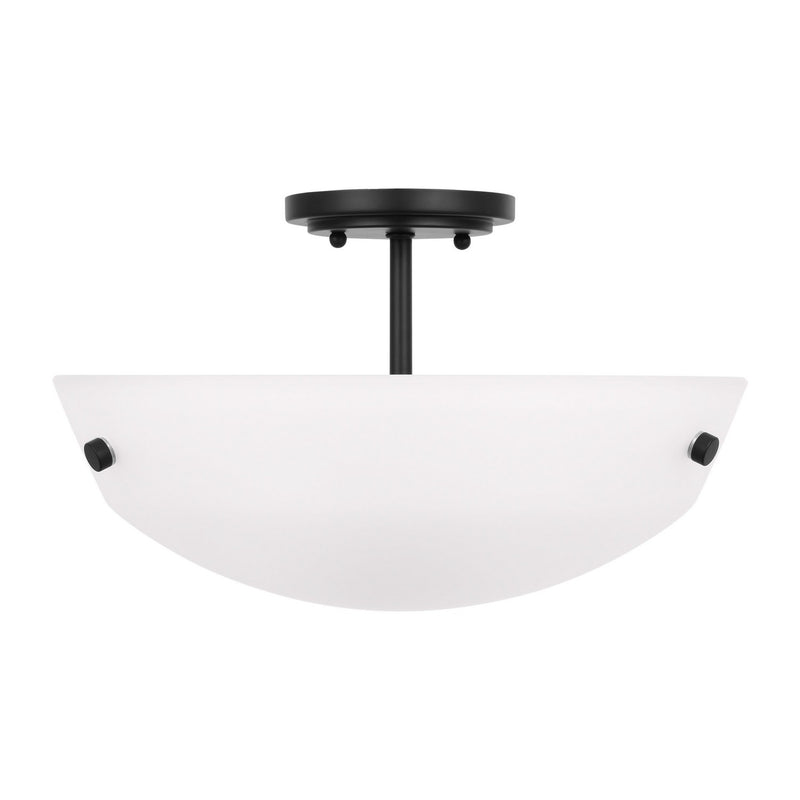 Generation Lighting 7715202-112 Two Light Semi-Flush Convertible Pendant, Midnight Black
