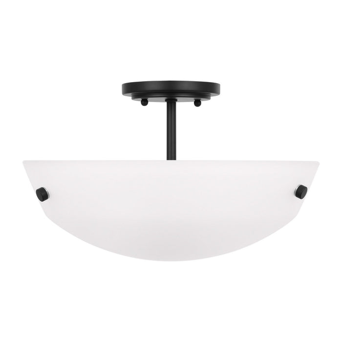 Generation Lighting 7715202-112 Two Light Semi-Flush Convertible Pendant, Midnight Black