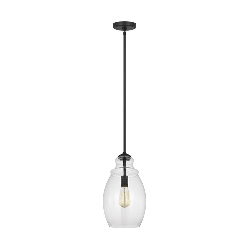 Generation Lighting P1484MBK One Light Pendant, Midnight Black