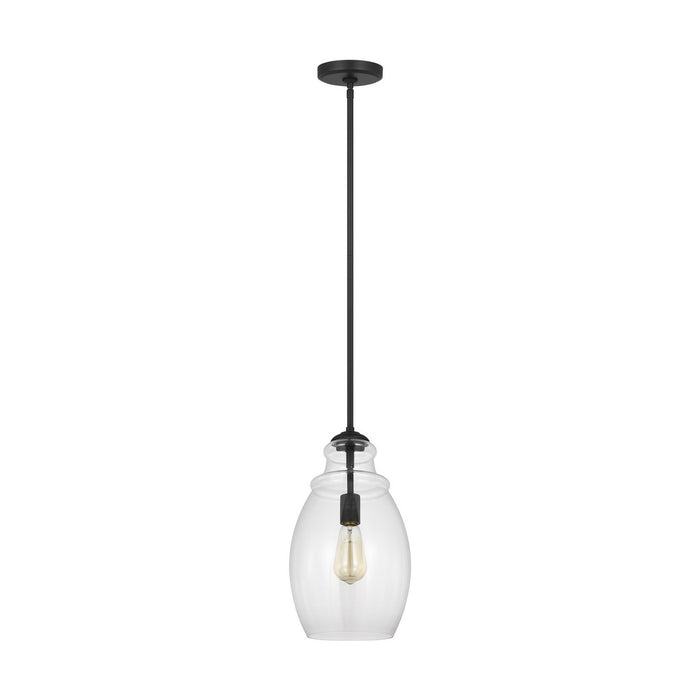 Generation Lighting P1484MBK One Light Pendant, Midnight Black