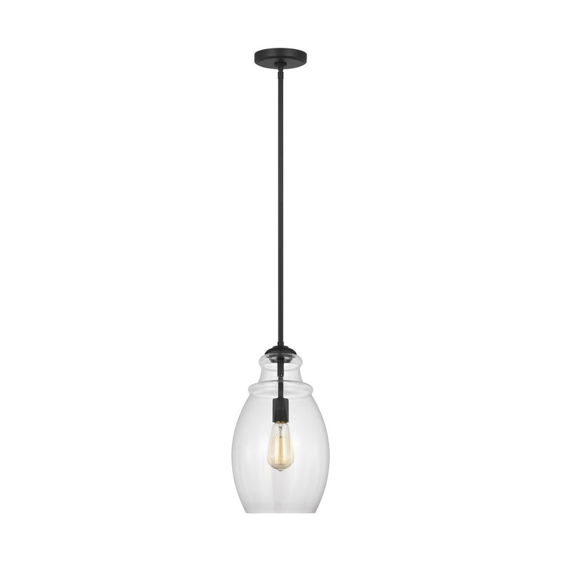 Generation Lighting P1484MBK One Light Pendant, Midnight Black