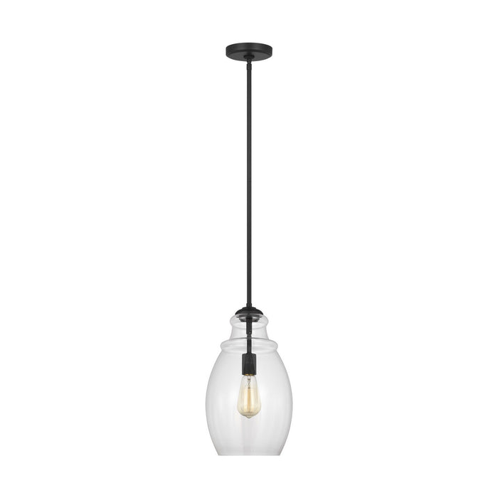 Generation Lighting P1484MBK One Light Pendant, Midnight Black