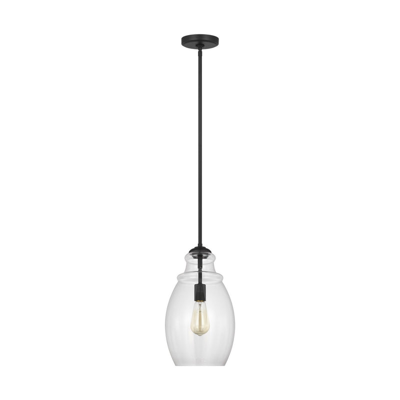 Generation Lighting P1484MBK One Light Pendant, Midnight Black