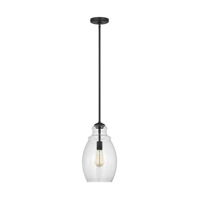 Generation Lighting P1484MBK One Light Pendant, Midnight Black