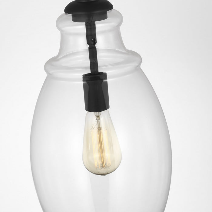 Generation Lighting P1484MBK One Light Pendant, Midnight Black