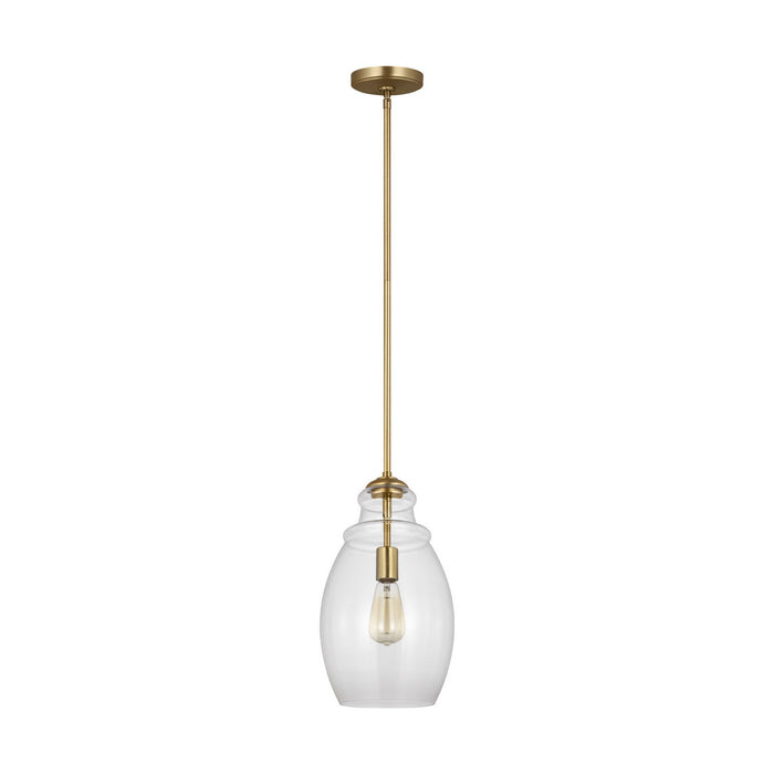 Generation Lighting P1484SB One Light Pendant, Satin Brass
