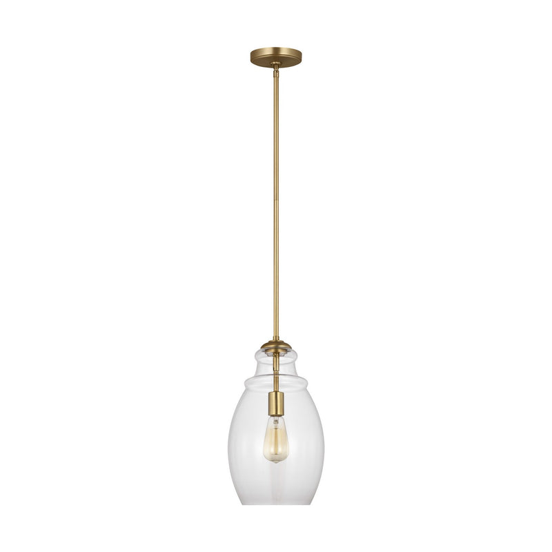 Generation Lighting P1484SB One Light Pendant, Satin Brass