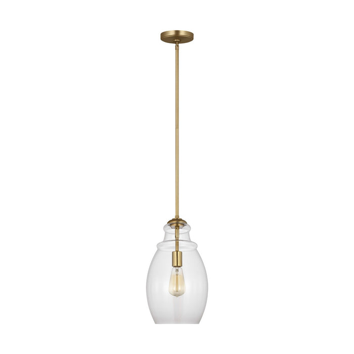 Generation Lighting P1484SB One Light Pendant, Satin Brass