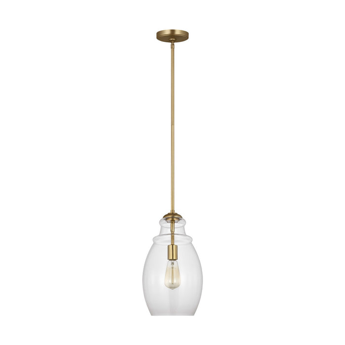 Generation Lighting P1484SB One Light Pendant, Satin Brass