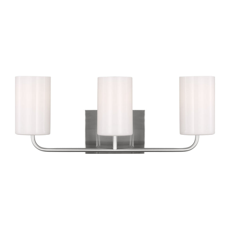 Generation Lighting GLV1003BS Three Light Vanity, Brushed Steel