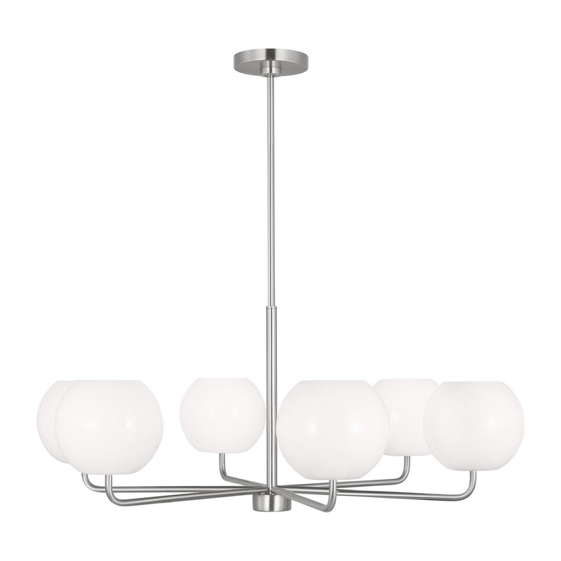 Generation Lighting GLC1066BS Six Light Chandelier, Brushed Steel