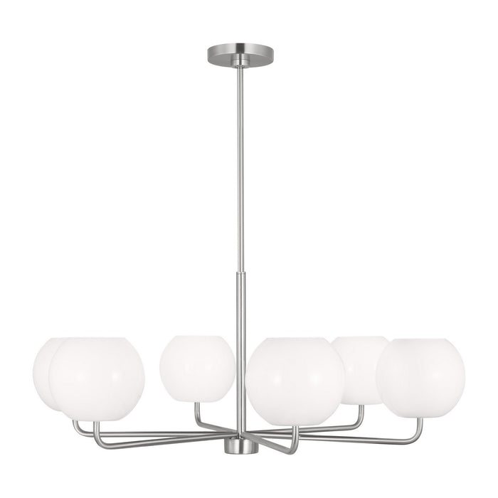 Generation Lighting GLC1066BS Six Light Chandelier, Brushed Steel