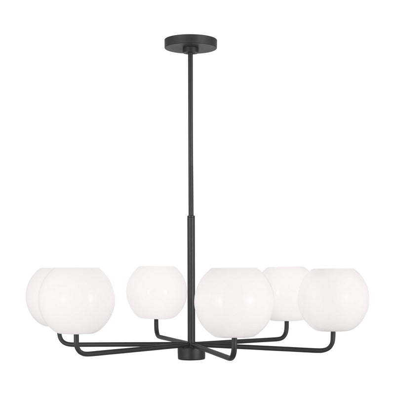 Generation Lighting GLC1066MBK Six Light Chandelier, Midnight Black