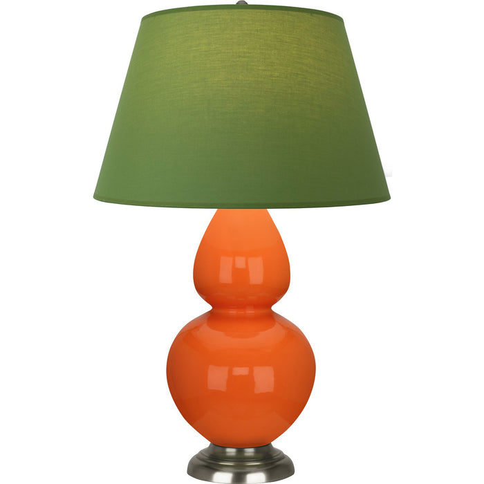 Robert Abbey 1675G One Light Table Lamp, Pumpkin Glazed Ceramic w/Antique Silvered