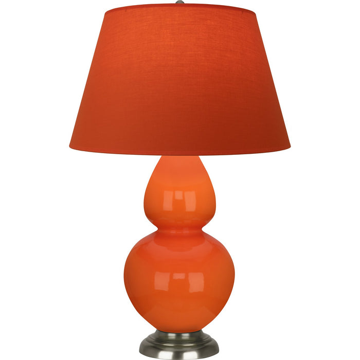 Robert Abbey 1675T One Light Table Lamp, Pumpkin Glazed Ceramic w/Antique Silvered