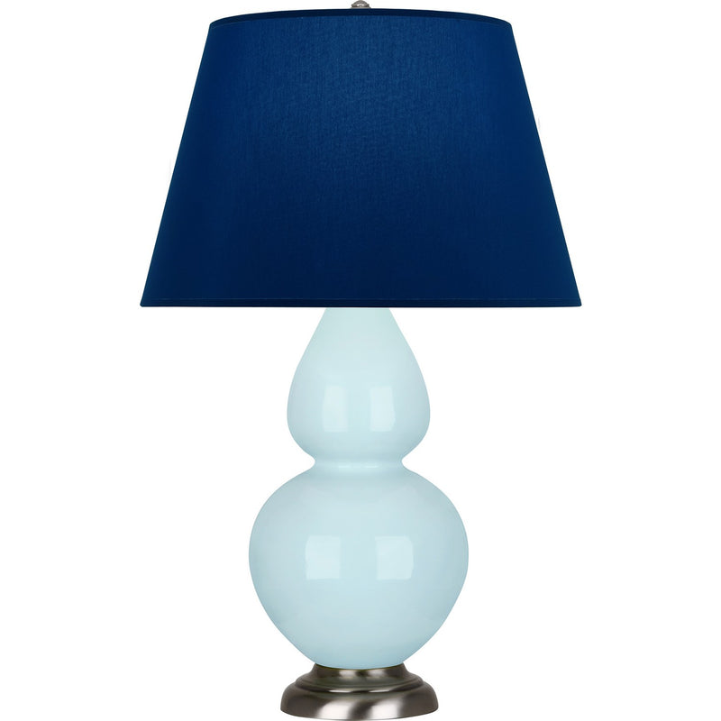 Robert Abbey 1676N One Light Table Lamp, Baby Blue Glazed Ceramic w/Antique Silvered